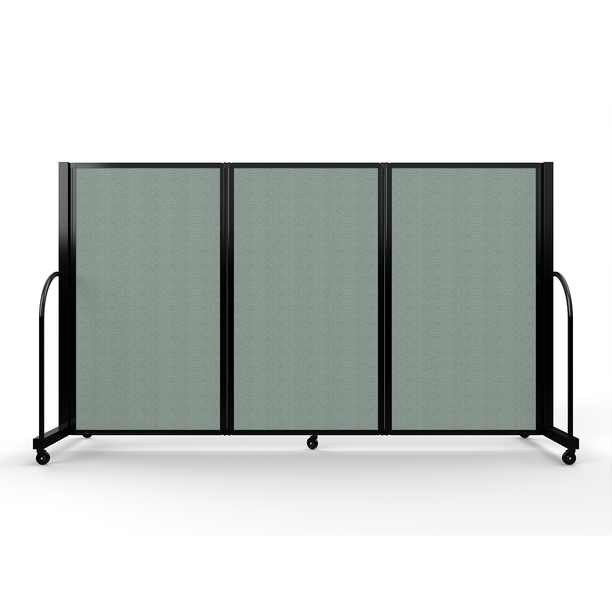 Screenflex Full Motion Divider, 5' x 8'7", Black Frame, Sea Green